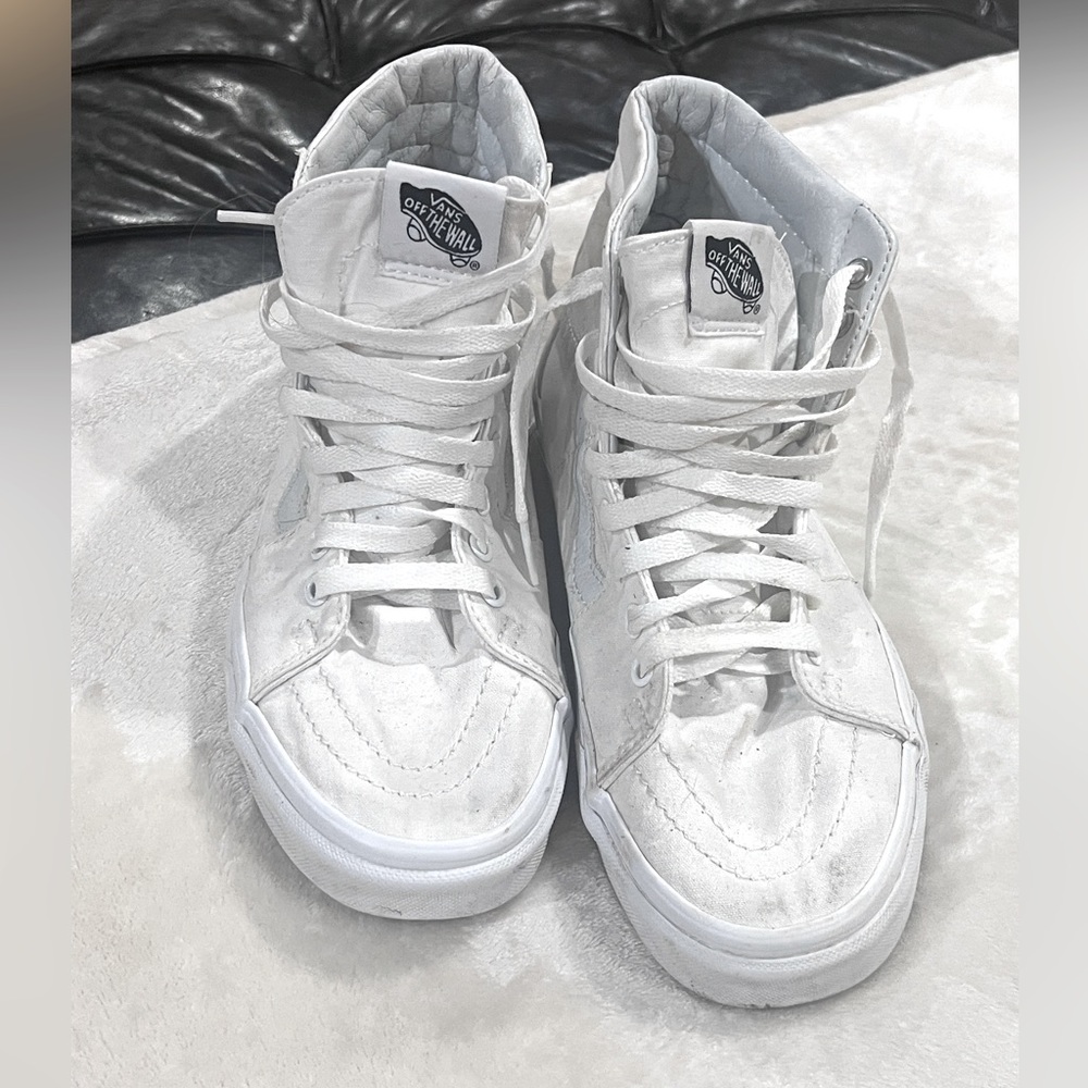 White Vans Hi Top Sneakers W9 M7.5 Shoes